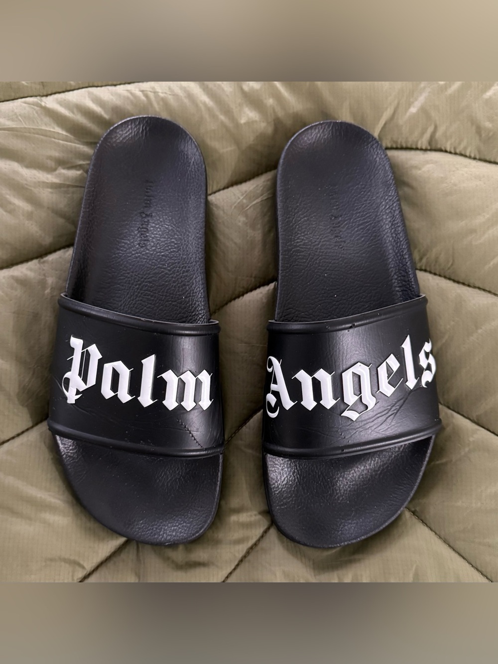 Palm Angels made in 🇮🇹 pool slides Black Embossed logo